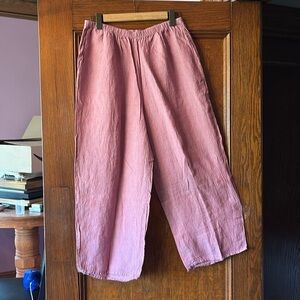 FLAX linen women's pink Wide Leg Pants